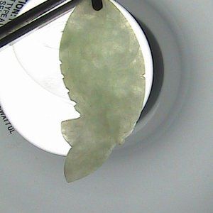 14k YG Translucent Jadeite Jade Fish Pendant